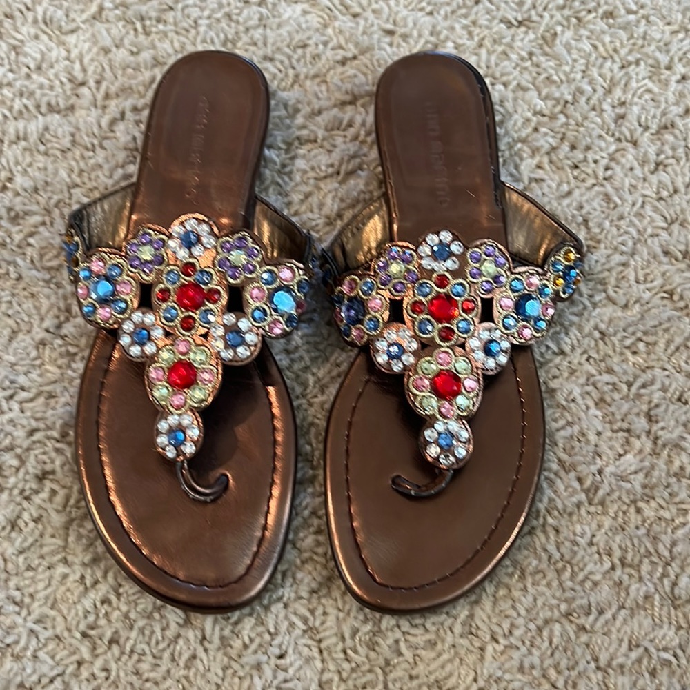 Ann Marino Jeweled Thong Sandals